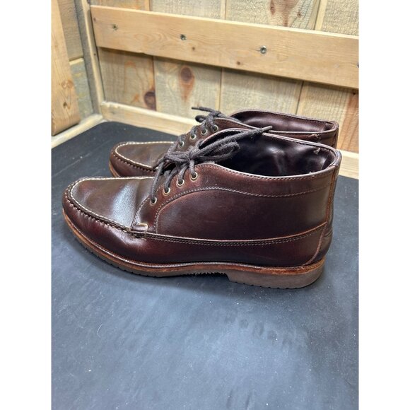 Allen Edmonds Mens Moc Toe Brown Leather Boots Size 9D - Picture 8 of 11